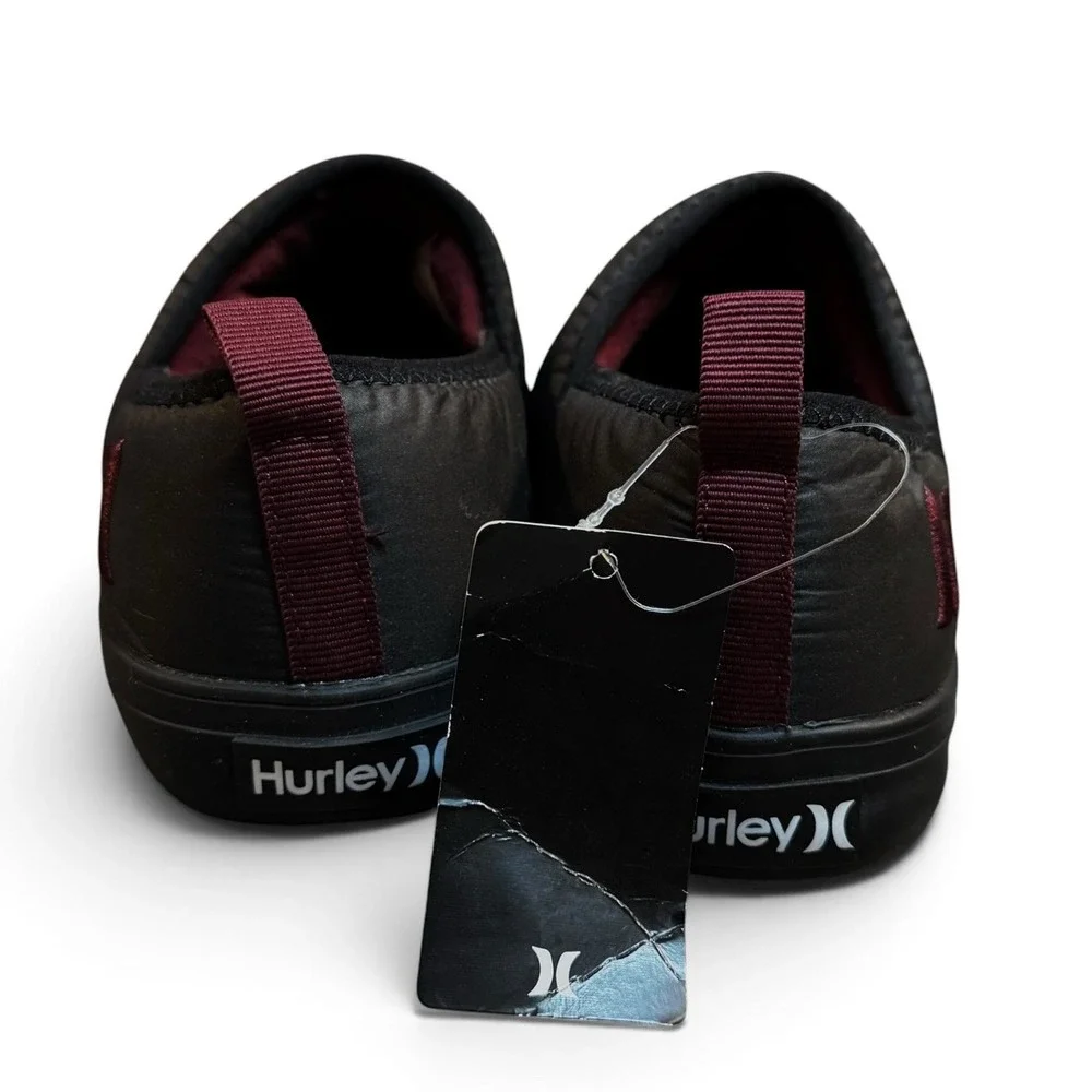 NWT Hurley Puff Chukka Slip On Shoes Men's 8.5 Black Burgundy Puffer Casual
